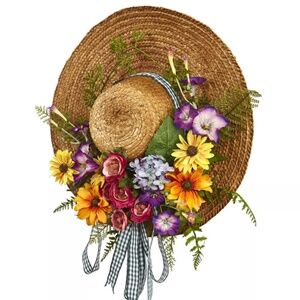 Mixed Flower 18 in. Artificial Hat Wreath LIMITED TIME ONLY